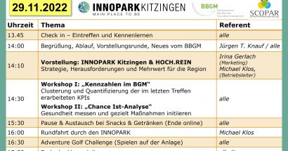 29.11.2022 (14:00 – 17:00 Uhr) Hybrid-Event des BBGM e.V.: Regionaltreffen bei der INNOPARK Kitzingen GmbH