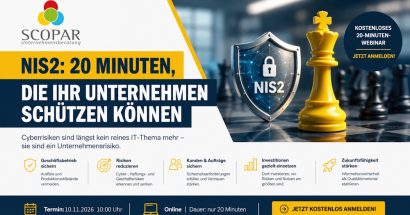 10.11.2026: NIS2-Webinar (kostenlos, 20 Minuten): Cyberrisiken einfach minimieren und NIS2 erfüllen
